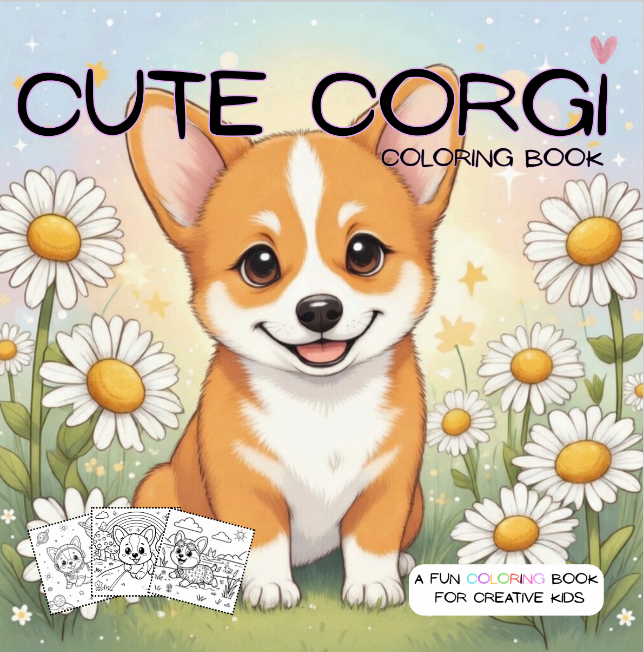 Corgi coloring book for kids ages 4-7